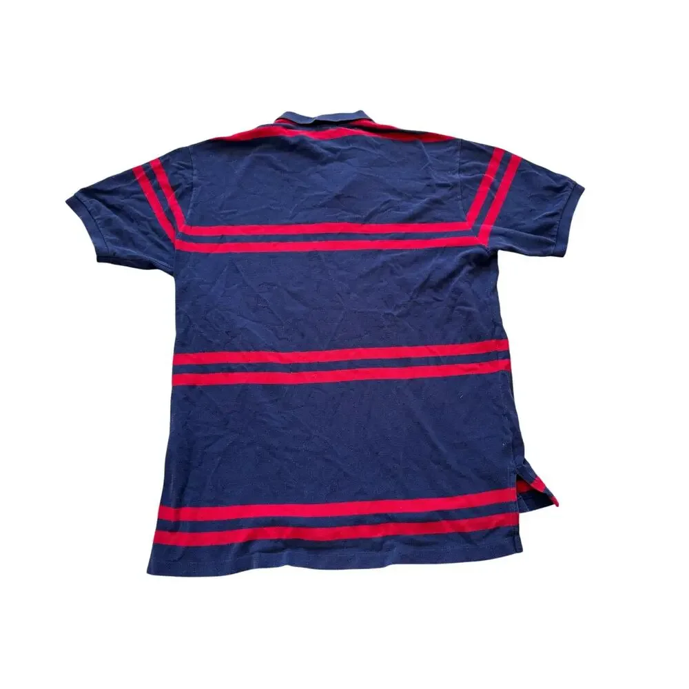Polo Ralph Lauren Striped Polo Shirt Mens XXL Navy Blue Red Cotton Short Sleeve